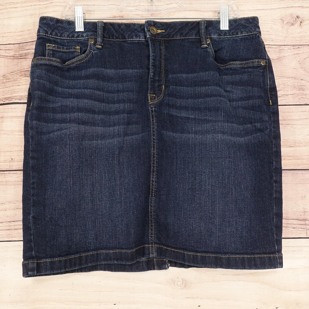 Sonoma Goods For Life Skirt Womens 14 Blue Denim Straight Knee Length Stretch